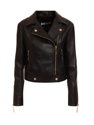 Chaqueta de cuero biker Just Cavalli con pedrería mujer