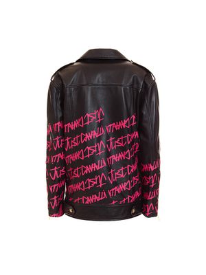 Chaqueta de cuero relaxed fit Just Cavalli logo impreso mujer