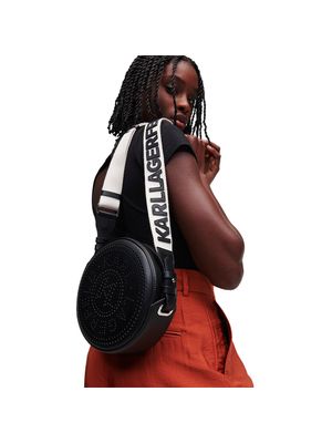 Mini bolso Karl Lagerfeld redondo con elegante logotipo perforado para mujer