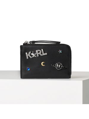 Tarjetero Karl Lagerfeld con cierre de cremallera en cuero para mujer