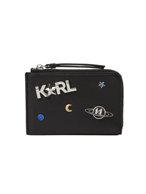 Tarjetero Karl Lagerfeld con cierre de cremallera en cuero para mujer