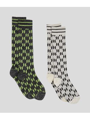 Paquete de dos pares de medias altas Karl Lagerfeld con monograma en relieve para mujer