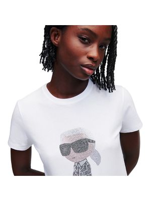 Camiseta Karl Lagerfeld con figura Karl iconic en pedrería para mujer