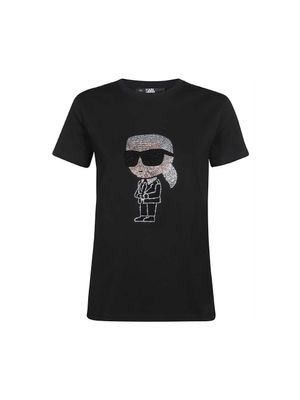 Camiseta Karl Lagerfeld con figura Karl iconic en pedrería para mujer