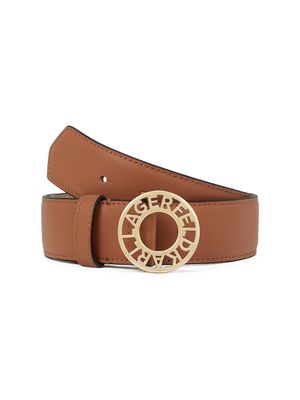 Cinturón Karl Lagerfeld 100% cuero con hebilla grabada metálica redonda para mujer