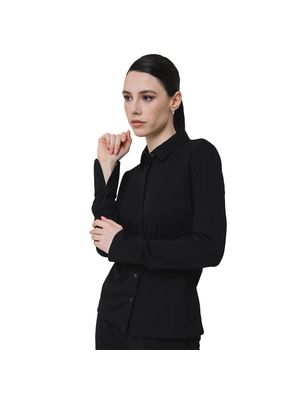 Blusa Hugo de manga larga con cuello en punta para mujer