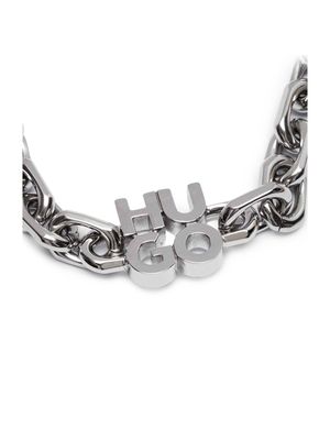 Pulsera Hugo de eslabones con logotipo metálico para hombre