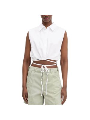Blusa Hugo sin mangas con cierre de botones y cordón ajustable para mujer