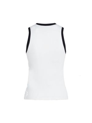 Camiseta Karl Lagerfeld sin mangas con borde contrastante y logo bordado para mujer