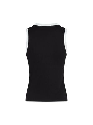 Camiseta Karl Lagerfeld sin mangas con borde contrastante y logo bordado para mujer