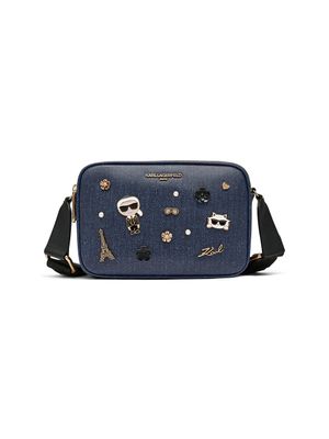 Cartera Karl Lagerfeld azul con apliques decorativos para mujer