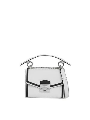 Cartera Karl Lagerfeld compacta con textura lisa y herrajes metálicos para mujer