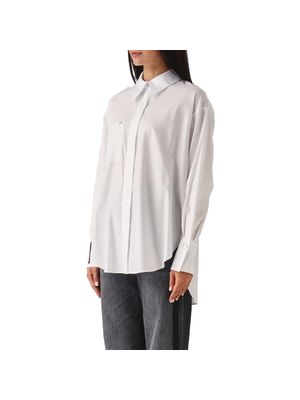 Blusa Elisabetta Franchi blanca de algodón con bolsillo frontal para mujer