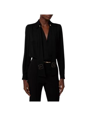 Blusa Elisabetta Franchi con escote en V y detalles metálicos para mujer