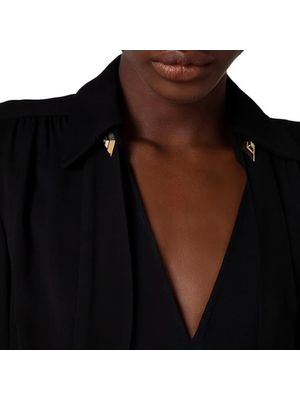 Blusa Elisabetta Franchi con escote en V y detalles metálicos para mujer
