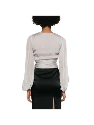 Blusa Elisabetta Franchi con escote en V, mangas amplias y lazo decorativo para mujer