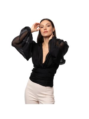 Blusa Elisabetta Franchi con escote profundo y mangas vaporosas para mujer