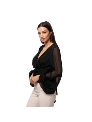 Blusa Elisabetta Franchi con escote profundo y mangas vaporosas para mujer