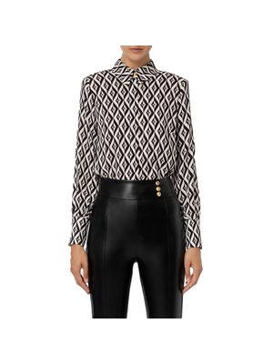 Blusa Elisabetta Franchi con estampado de rombos y diseño sofisticado para mujer