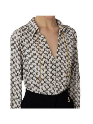 Blusa Elisabetta Franchi con estampado geométrico y detalle de cadena para mujer