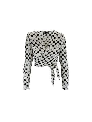 Blusa Elisabetta Franchi con estampado geométrico y lazada lateral para mujer