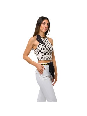 Blusa Elisabetta Franchi halter con estampado geométrico y diseño corto para mujer