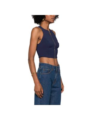 Blusa Elisabetta Franchi sin mangas con cierre frontal y diseño estructurado para mujer