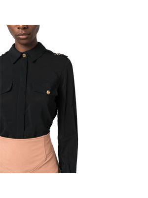 Blusa Elisabetta Franchi tipo camisa con bolsillos frontales y botones joya para mujer
