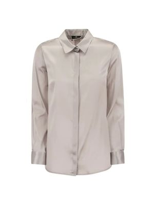 Blusa Elisabetta Franchi tipo camisa satinada con diseño minimalista para mujer