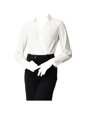 Body camisa Elisabetta Franchi blanco cruzado de algodón y seda para mujer