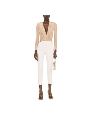 Body Elisabetta Franchi con escote profundo drapeado y acabado brillante sofisticado para mujer