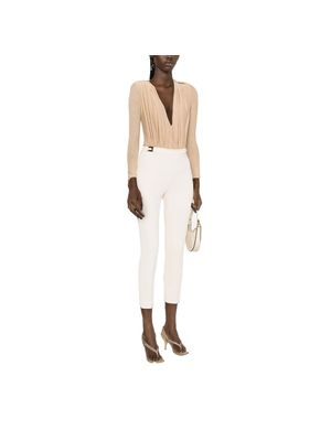 Body Elisabetta Franchi con escote profundo drapeado y acabado brillante sofisticado para mujer