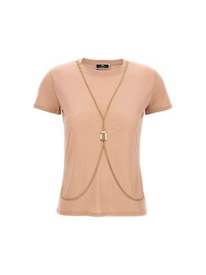 Camiseta Elisabetta Franchi KL con collar decorativo para mujer