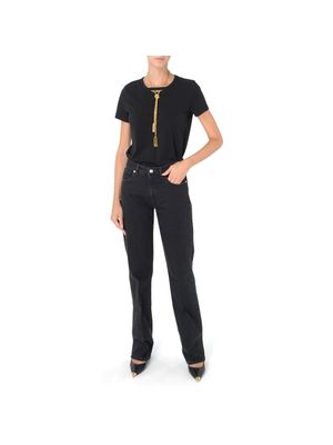 Camiseta Elisabetta Franchi KL con collar dorado decorativo para mujer