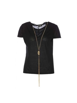 Camiseta Elisabetta Franchi KL con collar largo decorativo para mujer