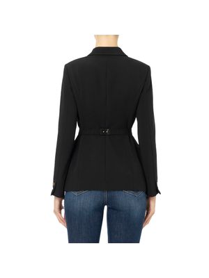 Chaqueta Elisabetta Franchi negra estilo utilitario con cinturón y detalles dorados para mujer