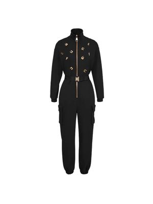 Enterizo Elisabetta Franchi con cierre frontal y detalle de letras doradas para mujer