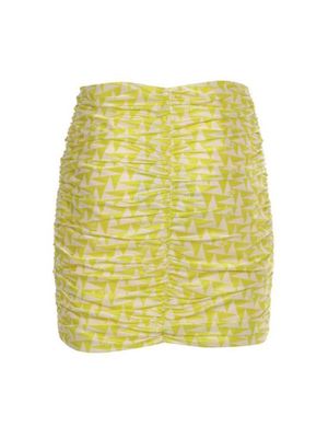 Falda Elisabetta Franchi mini fruncida con estampado geométrico y cierre frontal para mujer