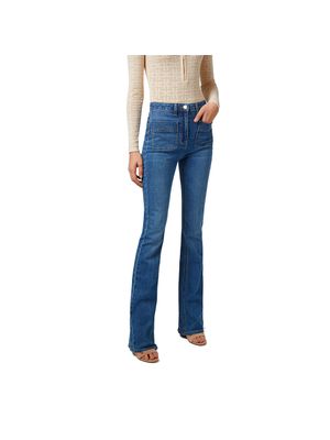 Jean Elisabetta Franchi azul de tiro alto con silueta acampanada y bolsillos frontales para mujer