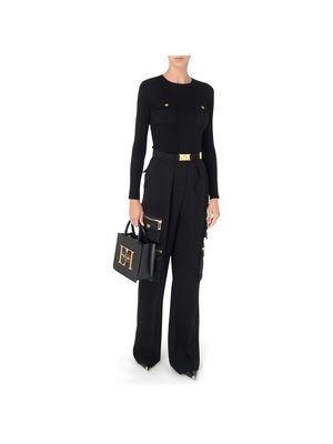 Pantalón Elisabetta Franchi de tiro alto con cinturón y bolsillos cargo de diseño sofisticado para mujer