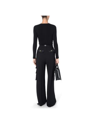 Pantalón Elisabetta Franchi de tiro alto con cinturón y bolsillos cargo de diseño sofisticado para mujer