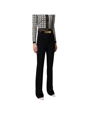 Pantalón Elisabetta Franchi de tiro alto con corte recto y cinturón con hebilla metálica para mujer