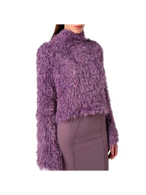 Sweater tejido Elisabetta Franchi morado de textura afelpada para mujer