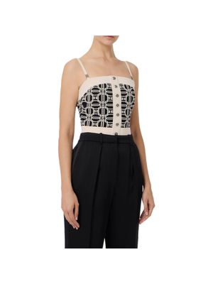 Top Elisabetta Franchi con estampado geométrico y tirantes finos para mujer