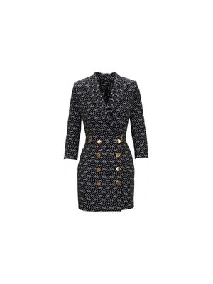 Vestido Elisabetta Franchi tipo blazer con estampado geométrico y botones dorados para mujer