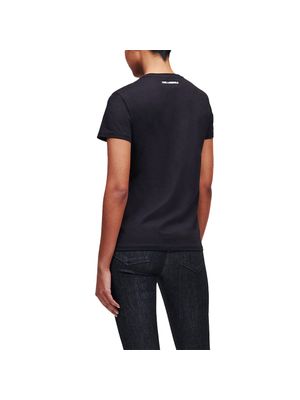 Camiseta Karl Lagerfeld Ikonik con pedrería y logotipo al frente para mujer