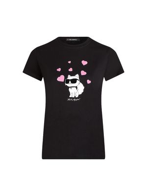 Camiseta Karl Lagerfeld con estampado Choupette y corazones para mujer