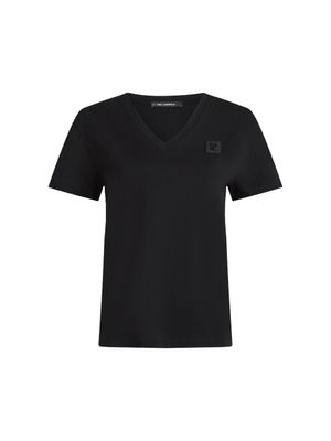 Camiseta Karl Lagerfeld con logotipo lateral en cuadro para mujer