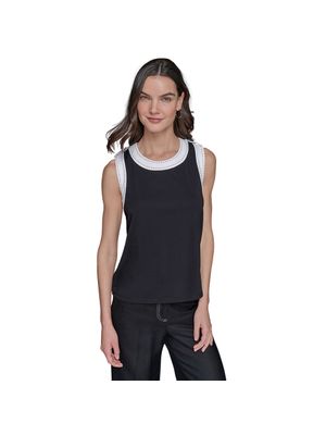 Blusa sin mangas Karl Lagerfeld con cuello contrastante para mujer