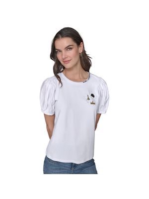 Camiseta Karl Lagerfeld con mangas abullonadas y apliques metálicos para mujer